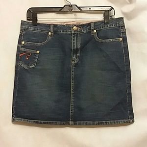 Fetish Stretch Denim Skirt Blue Jean Womens 11/12 Y2K